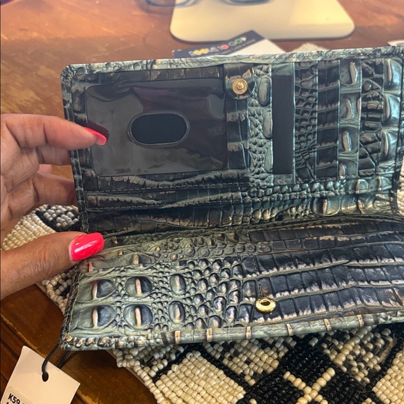 Brahmin Blue Crocodile Embossed Wallet - Picture 2 of 3